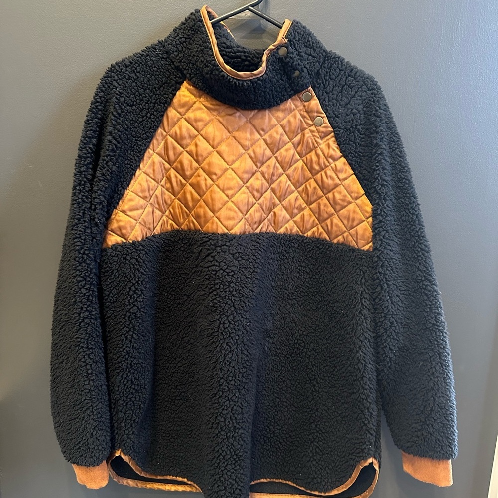 🛍️ 3FOR20 | Cozy Black and Brown Quilted Pullover | Natural Reflections | XL